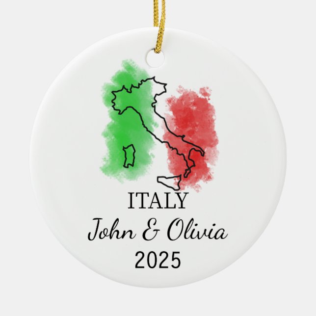 Personalised Italy Ornament, Italy Flag Gift Ceramic Ornament (Front)
