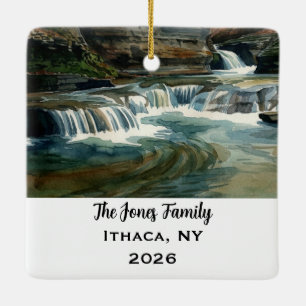 Personalised Ithaca, NY Xmas Ceramic Ornament