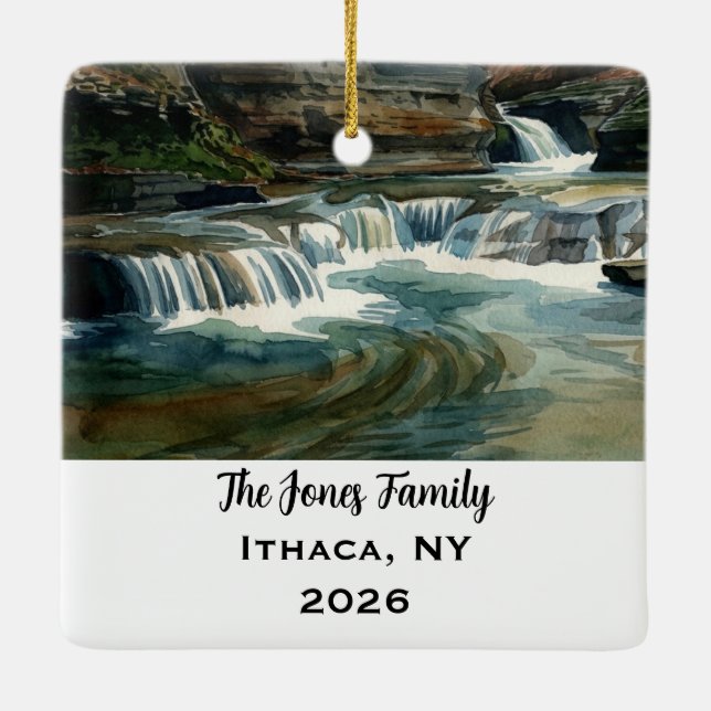 Personalised Ithaca, NY  Xmas Ceramic Ornament (Back)