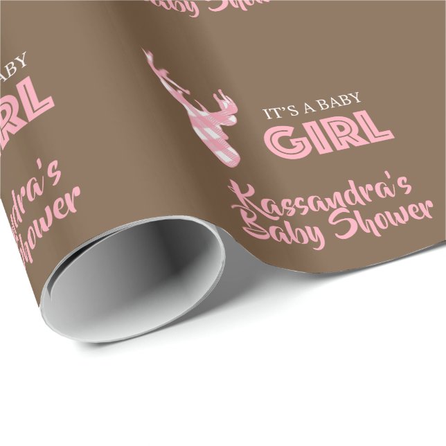 Personalised It's A Girl Deer Wrapping Paper (Roll Corner)