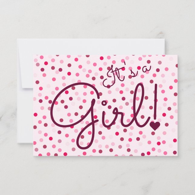 Personalised It's A Girl! Pink Polka Dots Card (Front)