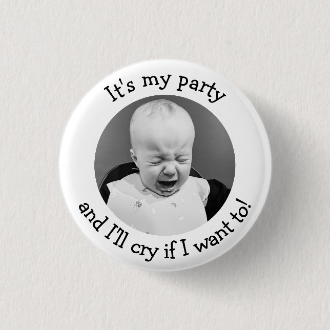 Personalised It's my party Photo 3 Cm Round Badge (Front)