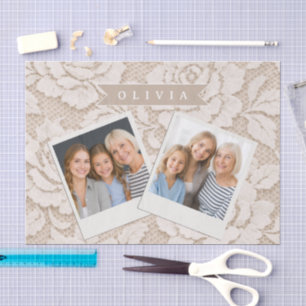 Personalised Ivory Lace Bridal Elegant Vintage Tissue Paper