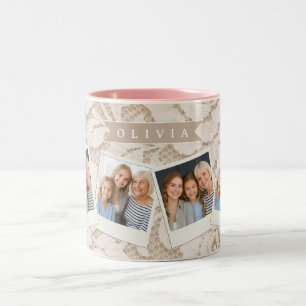 Personalised Ivory Lace Bridal Elegant Vintage Two-Tone Coffee Mug