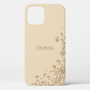 Personalised Ivory Modern Simple Greenery iPhone 12 Pro Case