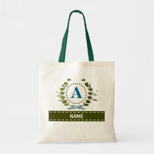 Personalised Ivy Wreath Wedding Date Monogram A Tote Bag