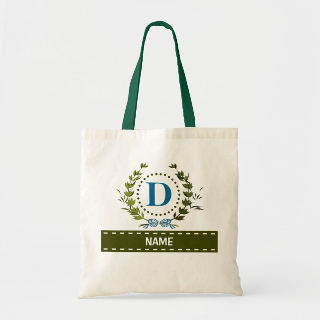 Personalised Ivy Wreath Wedding Date Monogram D Tote Bag (Front)