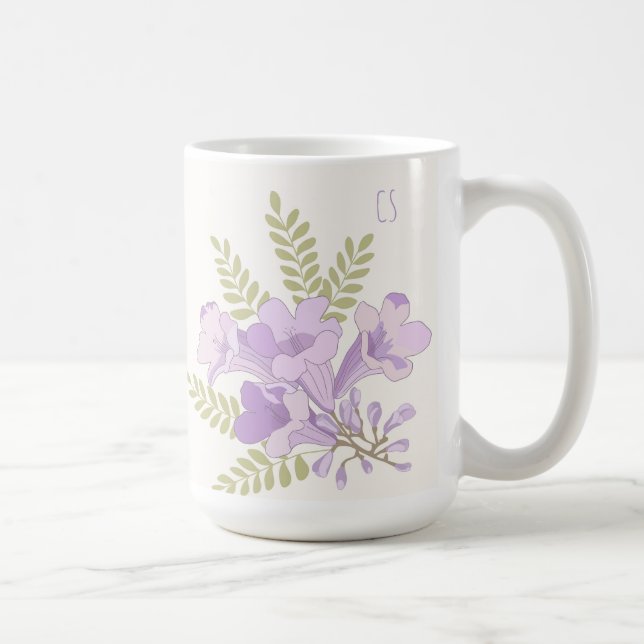 Personalised Jacaranda Blooms Initial Mug (Right)