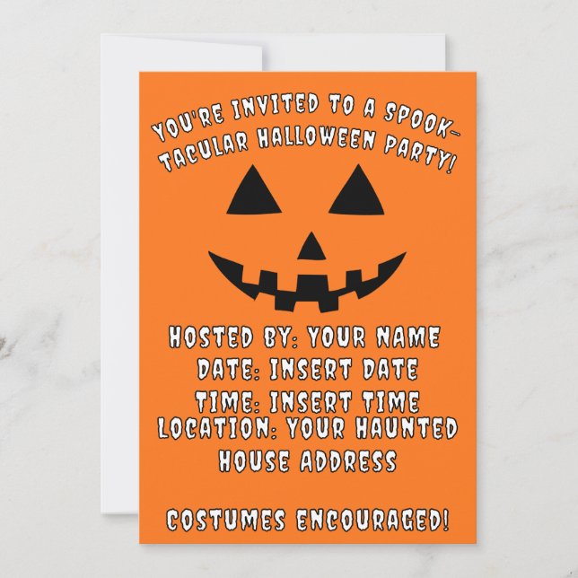 Personalised Jack-o'-Lantern Halloween Party Invitation (Front)