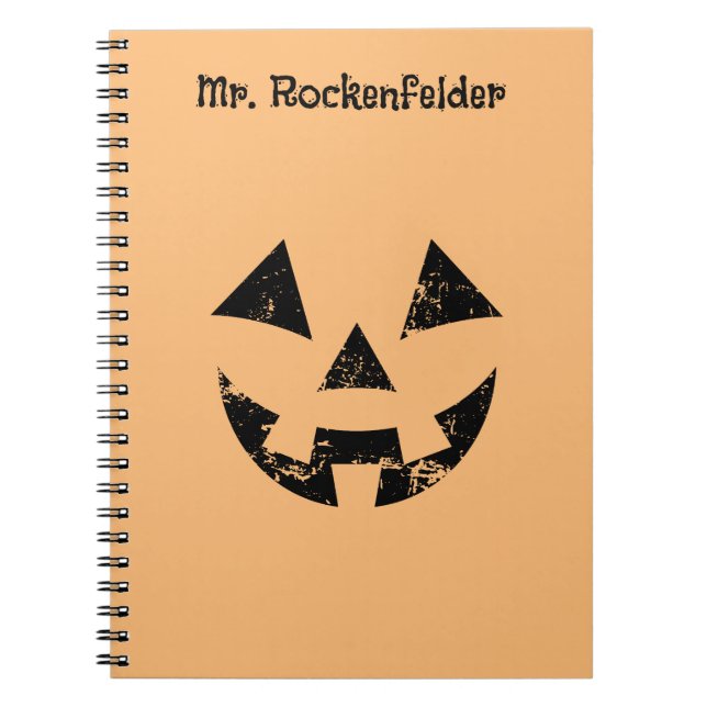 Personalised Jack-o-lantern pumpkin face Halloween Notebook (Front)