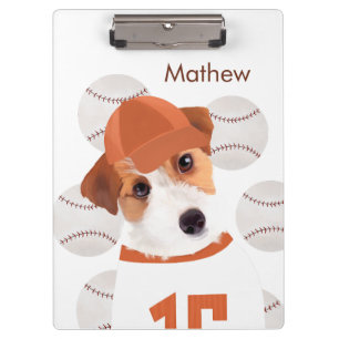 Personalised Jack Russell Dog Baseball Jersey Clipboard