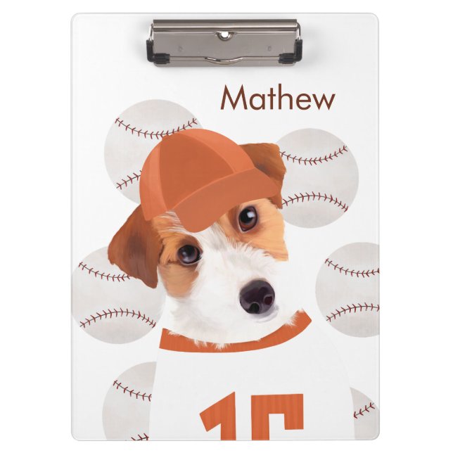 Personalised Jack Russell Dog Baseball Jersey  Clipboard (Front)