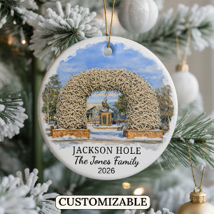 Personalised Jackson Hole Mountain Resort, Wyoming Ceramic Ornament