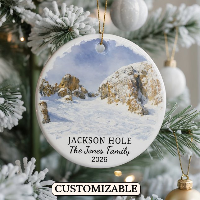 Personalised Jackson Hole Mountain Resort, Wyoming Ceramic Ornament (Creator Uploaded)