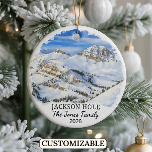 Personalised Jackson Hole Mountain Resort, Wyoming Ceramic Ornament