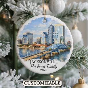 Personalised Jacksonville Ornament, Custom Florida Ceramic Ornament