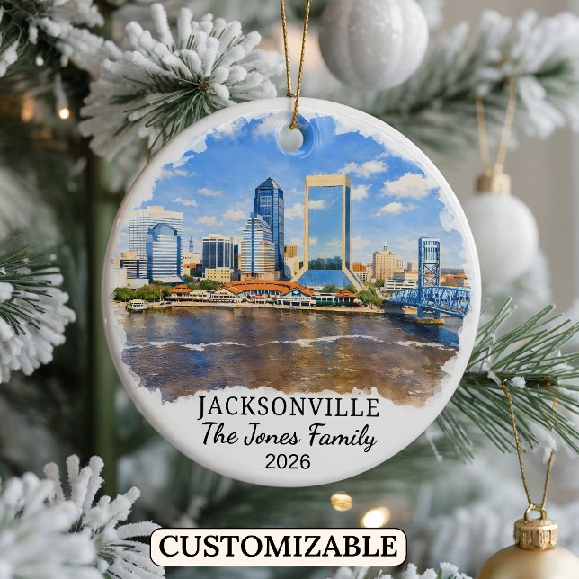 Personalised Jacksonville Ornament, Custom Florida Ceramic Ornament (Creator Uploaded)