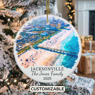 Personalised Jacksonville Ornament, Florida State Ceramic Ornament