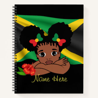 Personalised Jamaican Flag Girl Spiral Notebook