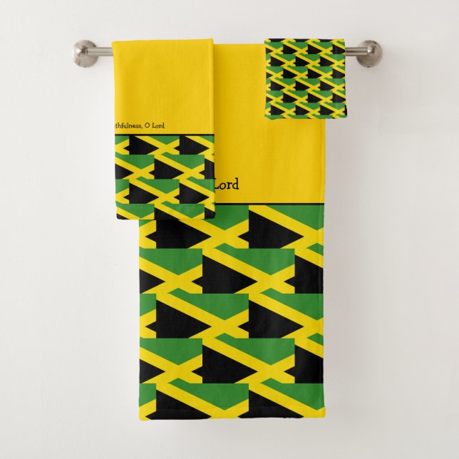 Personalised JAMAICAN FLAG Pattern Christian  Bath Towel Set (Insitu)