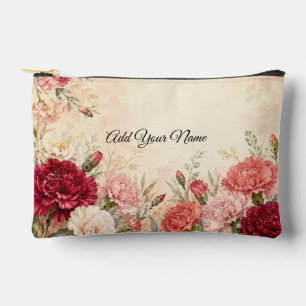 Personalised January Birth Flower Carnation Accessory Pouch