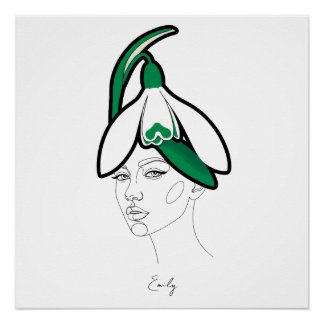 Personalised January Birth Flower Portrait Poster