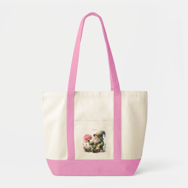 Personalised January Birth Month Garden Gnome Tote Bag (Front)