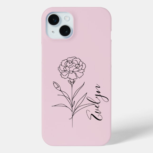 Personalised January Carnation Birth Flower  Case-Mate iPhone Case (Back)