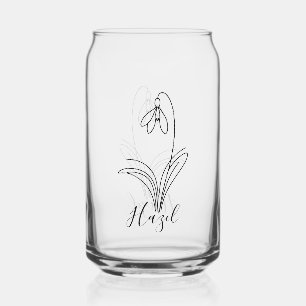 Personalised January snowdrop Birth Flower  Can Glass