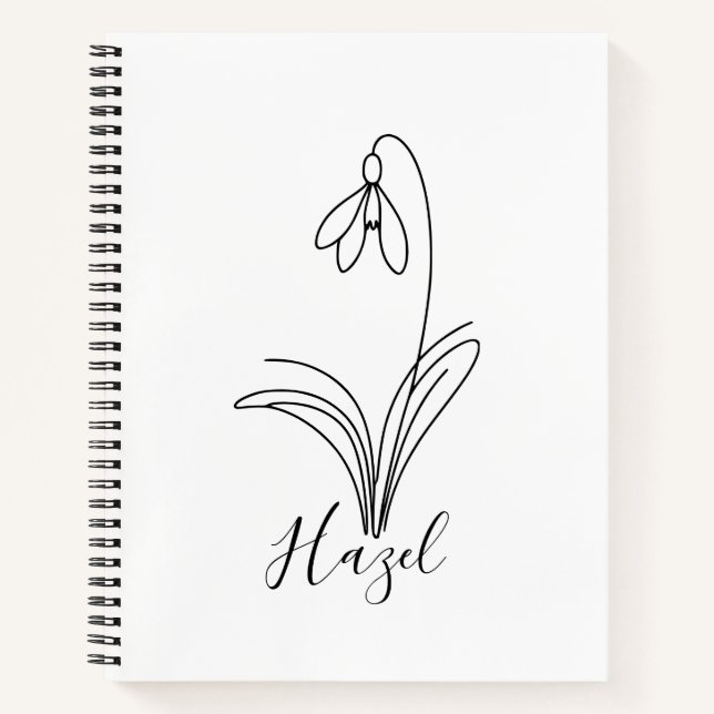 Personalised January snowdrop Birth Flower  Notebook (Front)