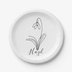 Personalised January snowdrop Birth Flower Paper Plate