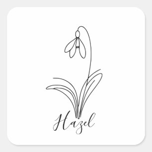 Personalised January snowdrop Birth Flower  Square Sticker