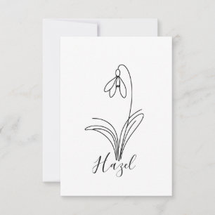Personalised January snowdrop Birth Flower Thank You Card