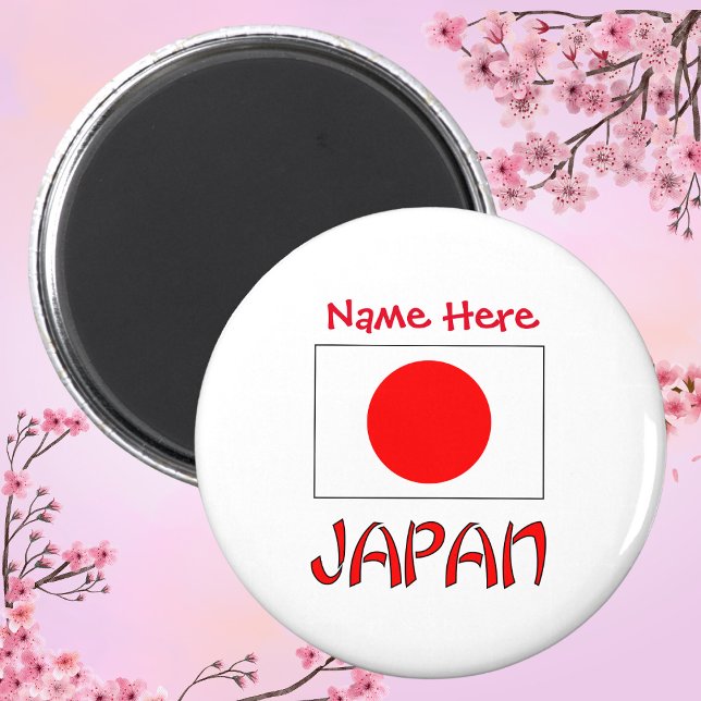 Personalised Japan Heritage Flag Round Magnet (Creator Uploaded)