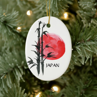 Personalised Japan Sun and Bamboo Japanese Holiday Ceramic Ornament