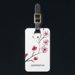 Personalised Japanese Cherry Blossom Illustration Luggage Tag<br><div class="desc">Personalise this luggage tag with your name,  address and phone number. The trendy and modern cherry blossom mixed media,  watercolor and ink has an anime style to it. Unique and chic.</div>