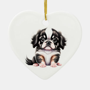 Personalised Japanese Chin Puppy Ceramic Ornament