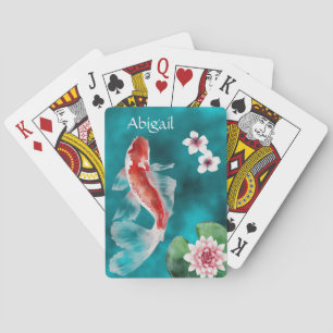 Personalised Japanese Koi Fish, Cherry Blossoms Playing Cards