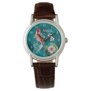 Personalised Japanese Koi Fish, Cherry Blossoms Watch