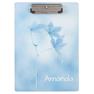 Personalised Japanese Maple Leaves in Blue Clipboard