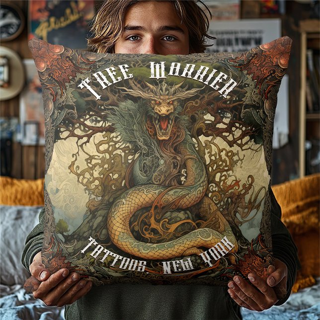 Personalised Japanese Tree Dragon Tattoo Parlour Cushion (Creator Uploaded)