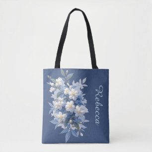Personalised Jasmine Flowers in Traditional Art Tote Bag
