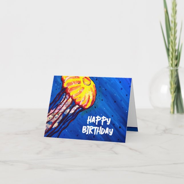 Personalised Jellyfish Happy Birthday Card (Front)
