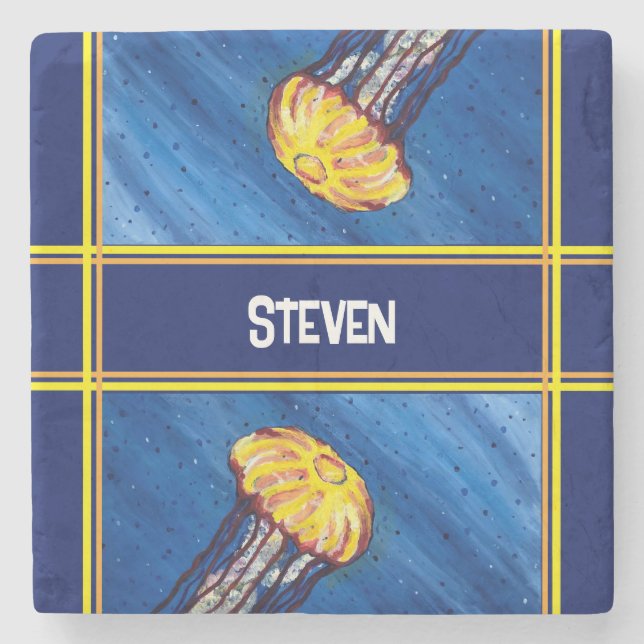 Personalised Jellyfish Stone Coaster (Front)