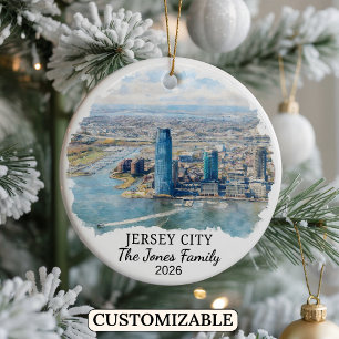 Personalised Jersey City, Custom New Jersey Ceramic Ornament