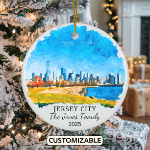Personalised Jersey City Ornament, New Jersey Stat Ceramic Ornament