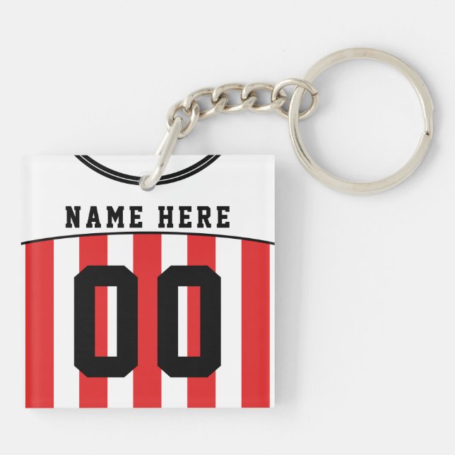 Personalised Jersey Keyring, Soccer, Football Key Ring (Back)