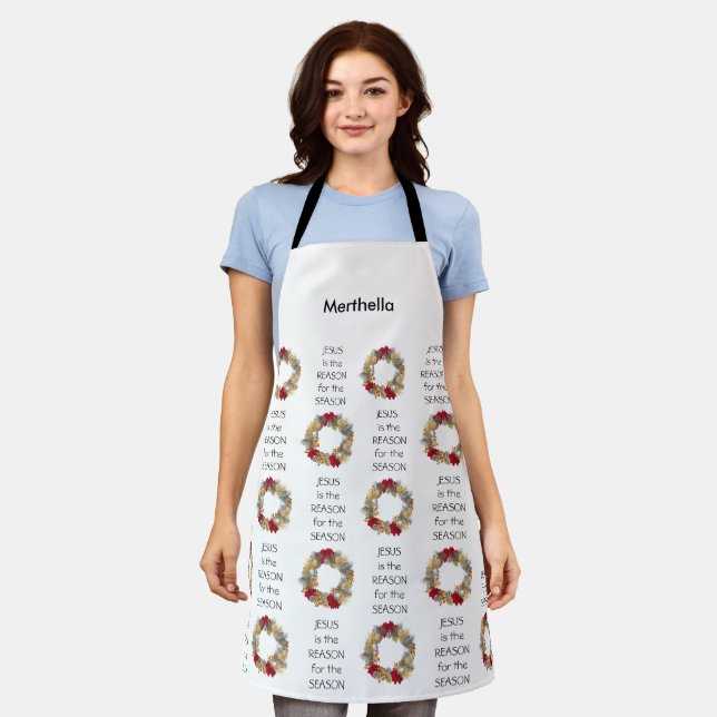 Personalised JESUS IS THE REASON Apron (Worn)