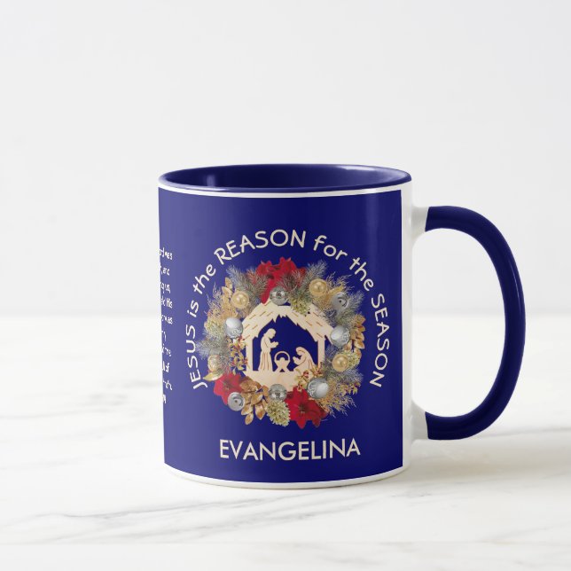 Personalised JESUS IS THE REASON Christmas Mug (Right)
