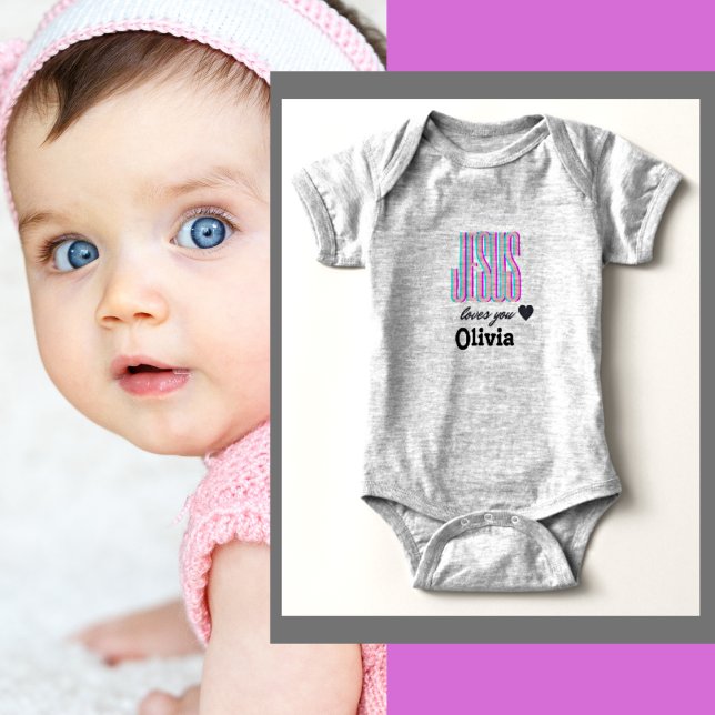 Personalised Jesus Loves You Olivia Baby Bodysuit (Creator Uploaded)